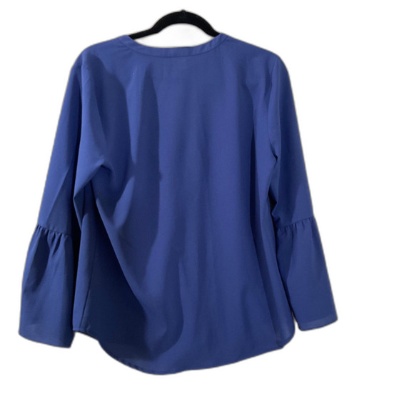 J. Crew pop over blouse top women’s size M Blue Bell Sleeves career Boho - Picture 3 of 9